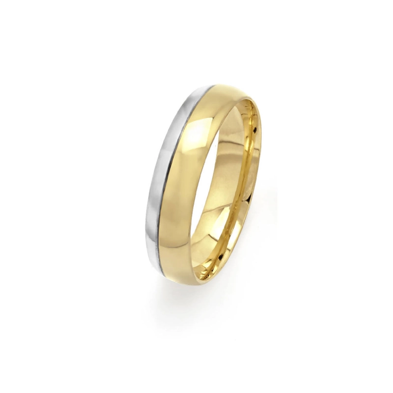 ALIANÇA TRUE LOVE ANATÔMICA EM OURO AMARELO E BRANCO 18K