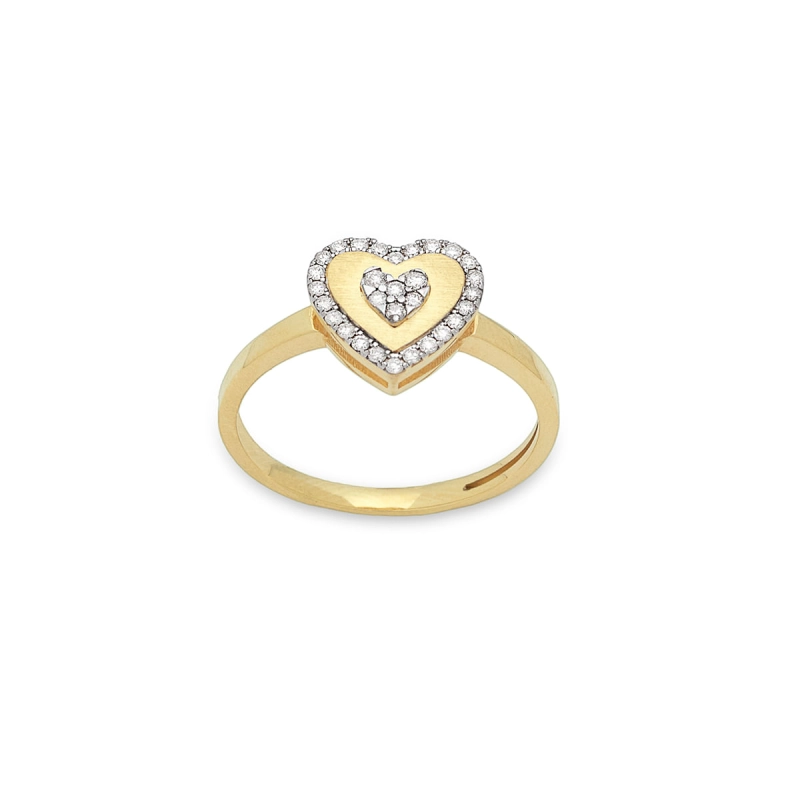 ANEL ALVORECER CORAÇÃO OURO 18K COM DIAMANTES