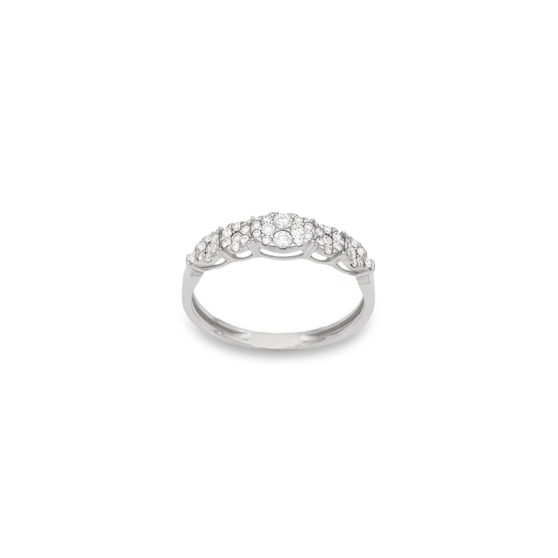 ANEL BRISA FLORES OURO BRANCO 18K COM DIAMANTES