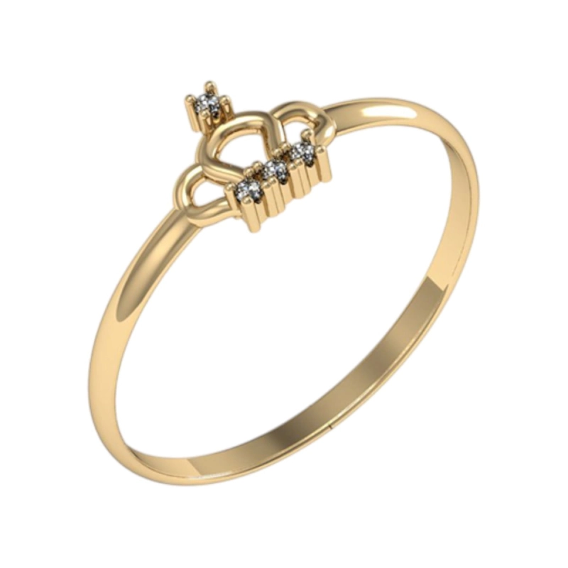 Anel Coroinha Ouro 18k Com Diamantes 0,01ct