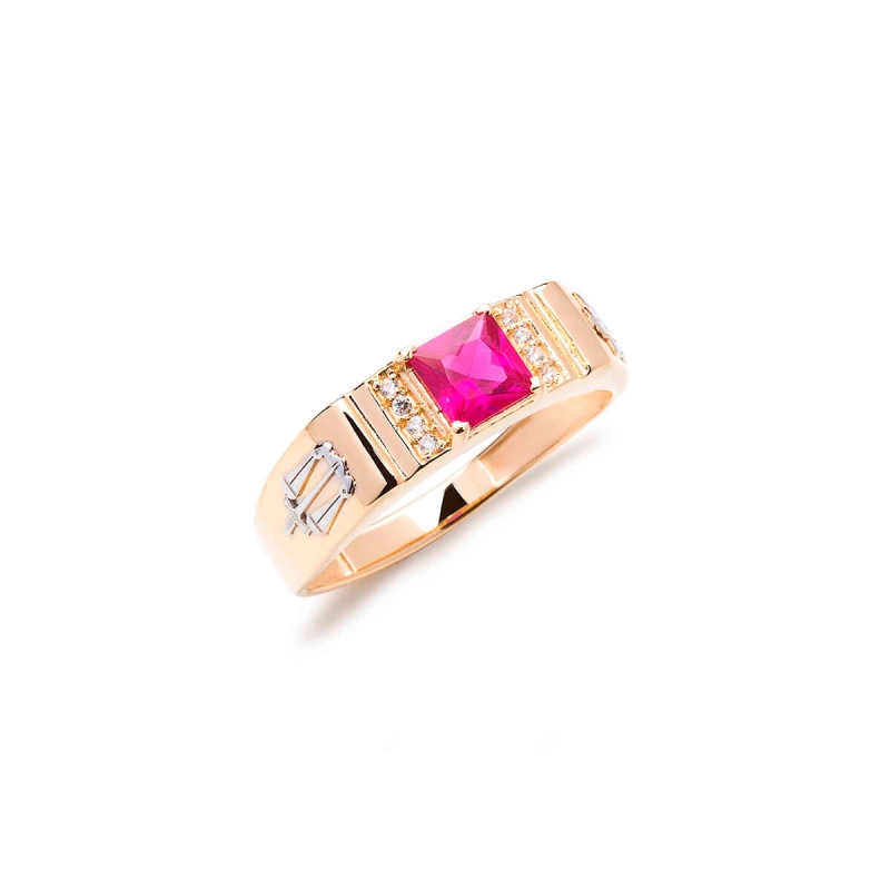 Anel De Grau Masculino Em Ouro 18k Com Zircônia.