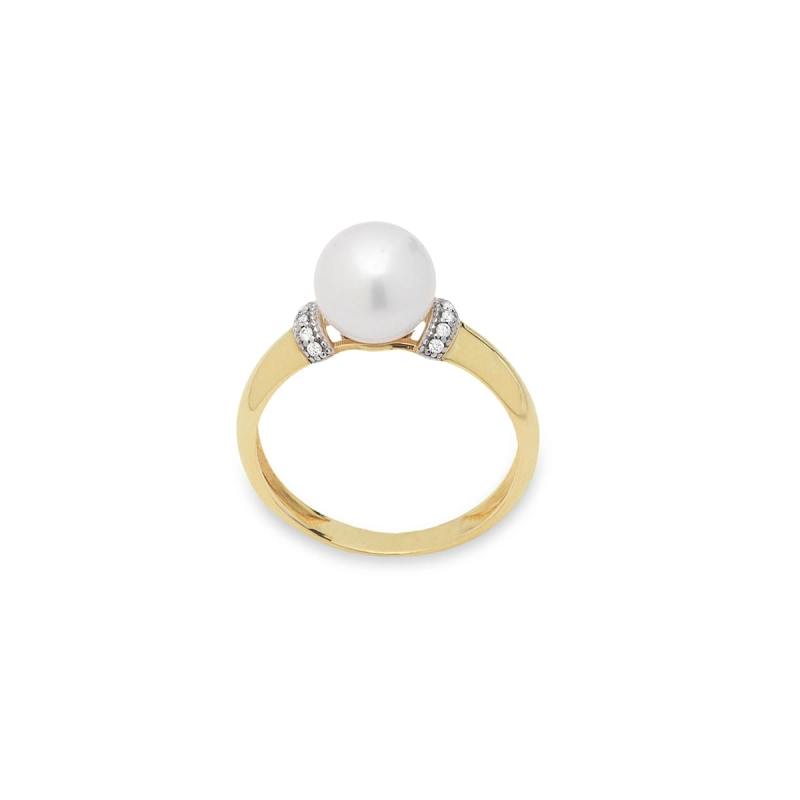ANEL DELICADEZA PÉROLAS OURO 18K COM DIAMANTES