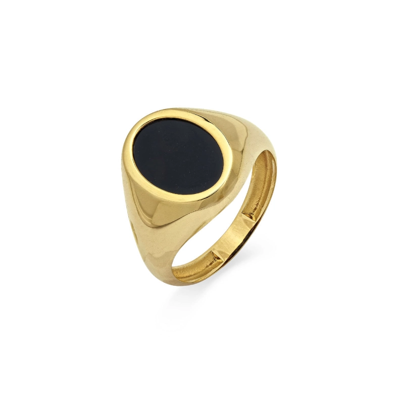 ANEL OVAL EM OURO 18K COM ÁGATA