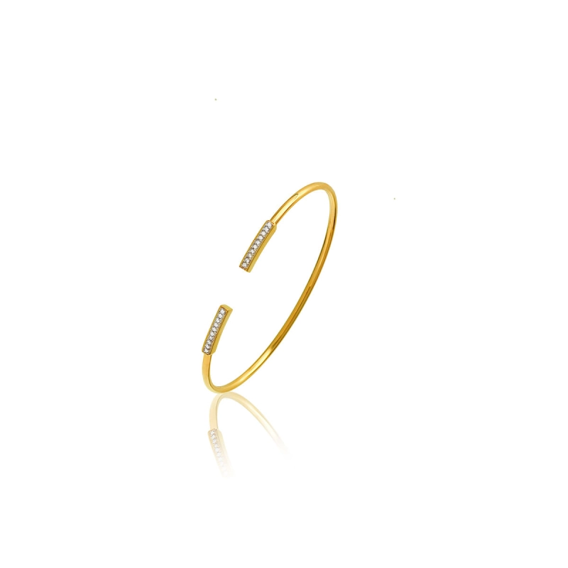 PULSEIRA BRACELETE ARO ABERTO EM OURO 18K COM DIAMANTES