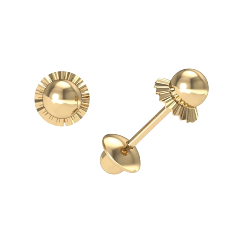 Brinco Bola Roseta Ouro 18k