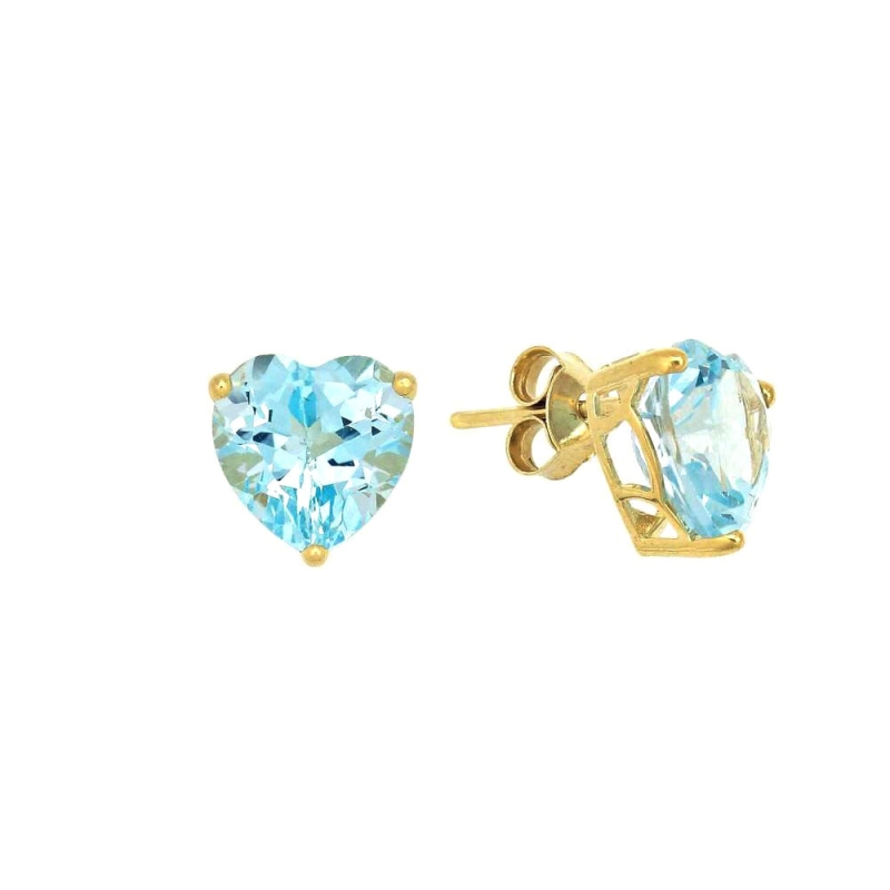 Brinco Coração Topázio Sky em Ouro 18k