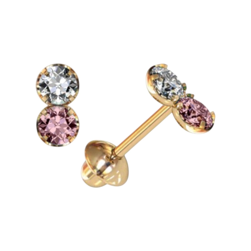 Brinco Duas Zircônias Ouro 18k