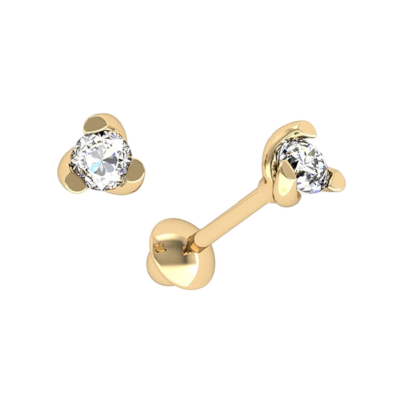 Brinco Solitário Ouro 18k Com Diamantes