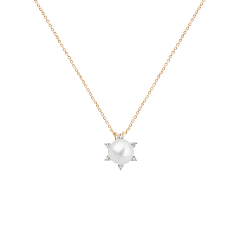 Colar Pérola Grande Com Diamantes Ouro 18k