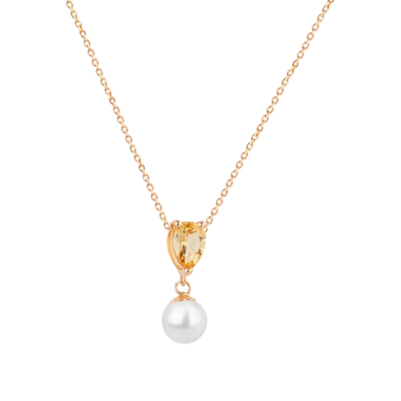 Colar Gota Berilo Com Pérola Ouro 18k