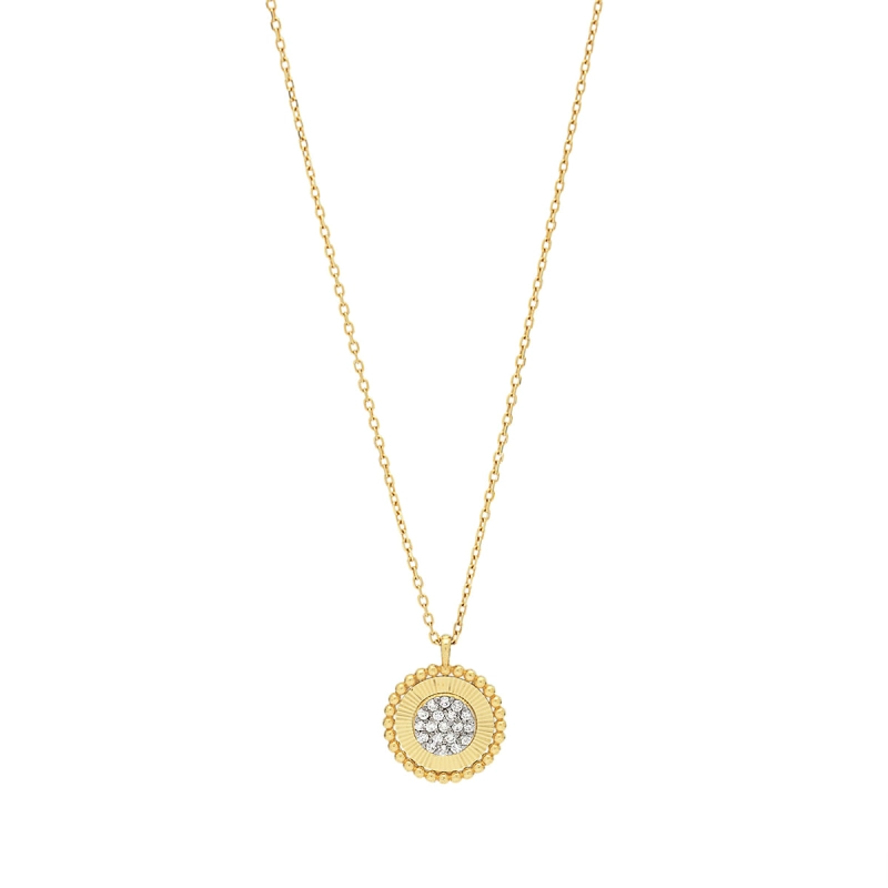 COLAR RADIANTE CÍRCULO DIAMANTADO OURO 18K