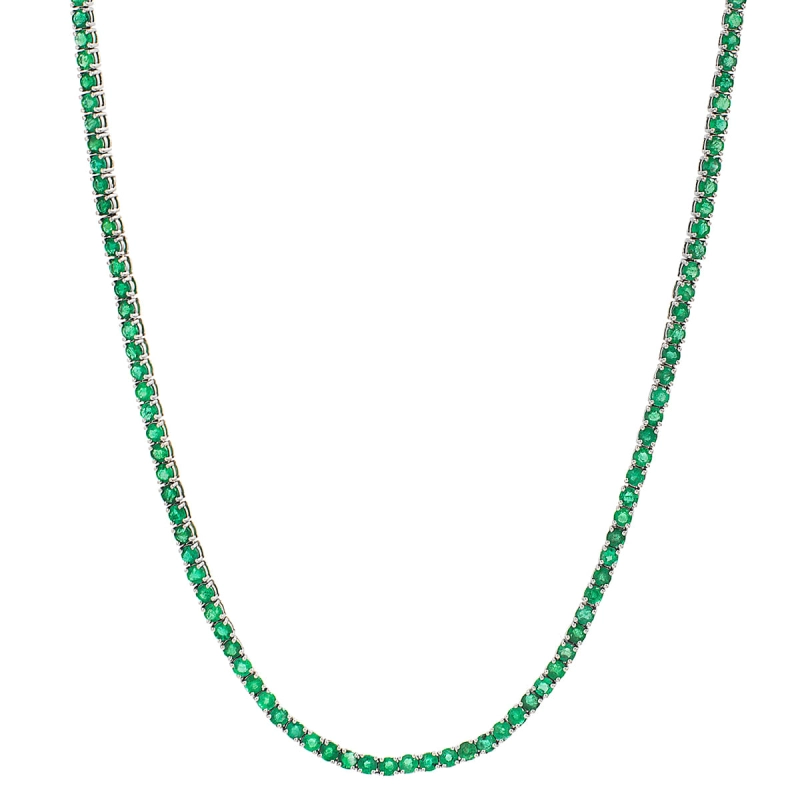 COLAR RIVIERA ESMERALDAS EM OURO BRANCO 18K 40CM
