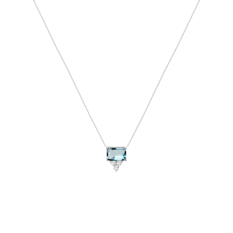 Colar Topázio e Diamantes Ouro Branco 18k