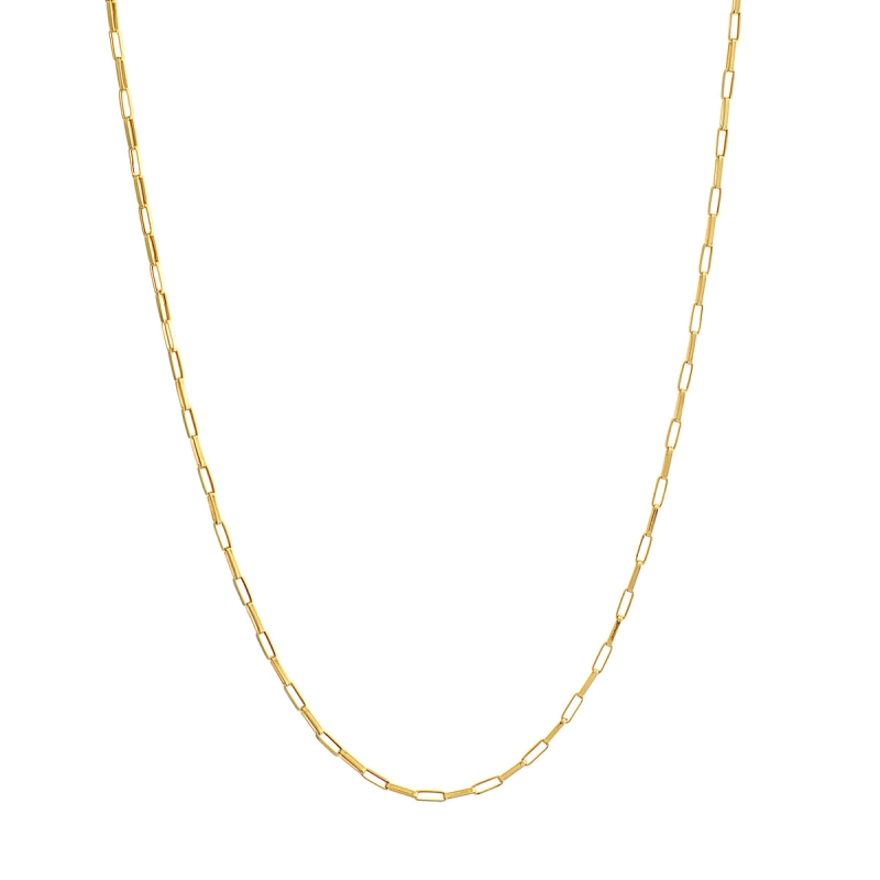 CORDÃO CADEADO ALONGADO FINO EM OURO 18K 60CM