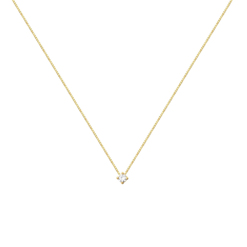 COLAR PONTO DE LUZ OURO 18K DIAMANTE 45CM 0,05CT