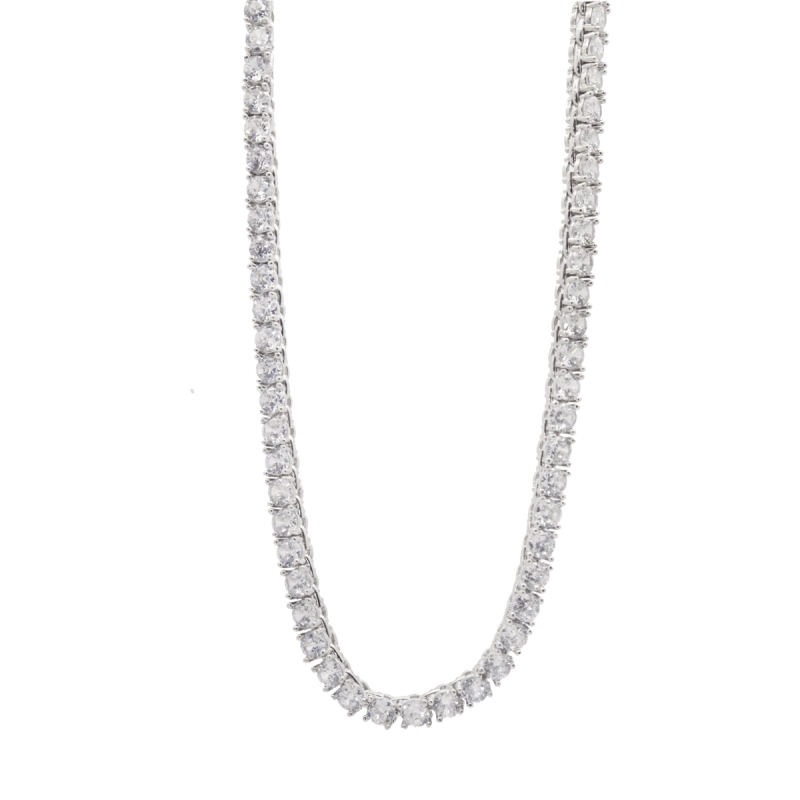 Gargantilha Fio Zircônias em Prata 925 e Ródio 45cm
