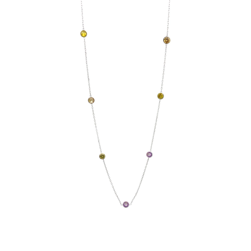Choker Zircônias Colors Prata 925 Ródio 37/42cm