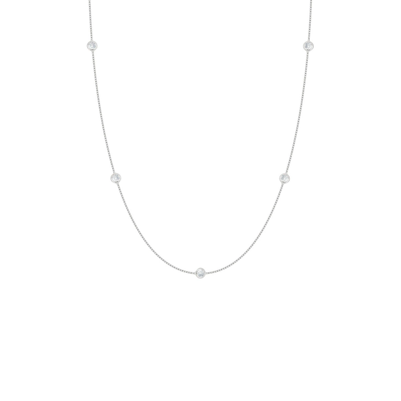Gargantilha Zircônias em Prata 925 com Ródio 60/65cm