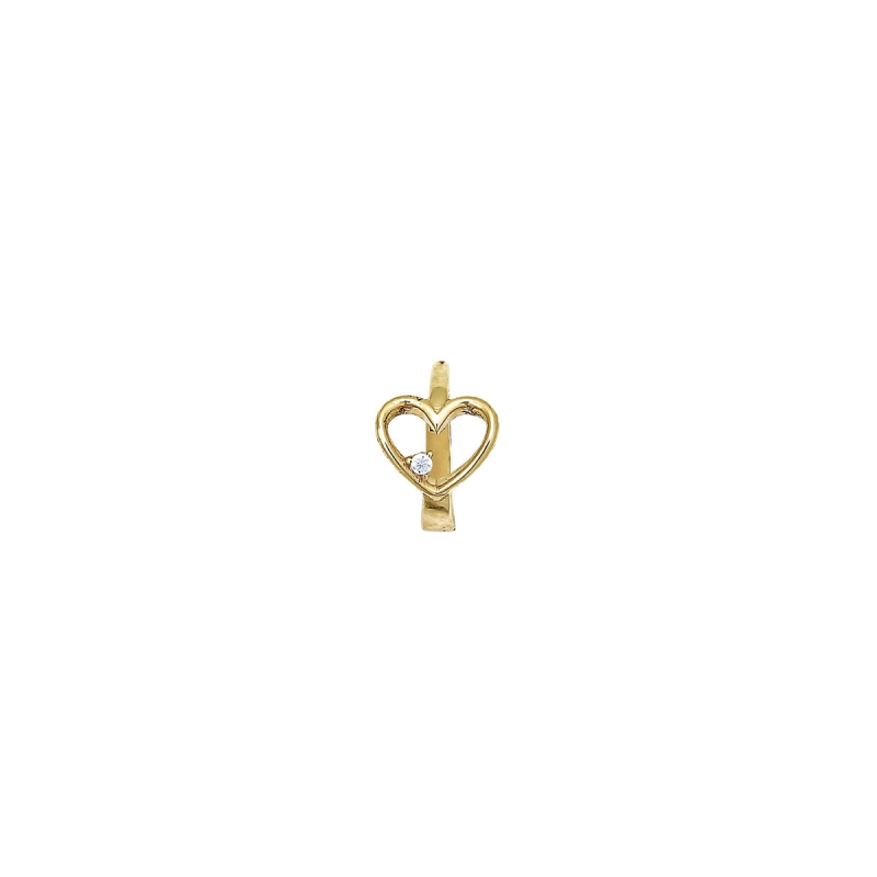 PIERCING ARGOLA CORAÇÃO EM OURO 18K COM ZIRCÔNIA