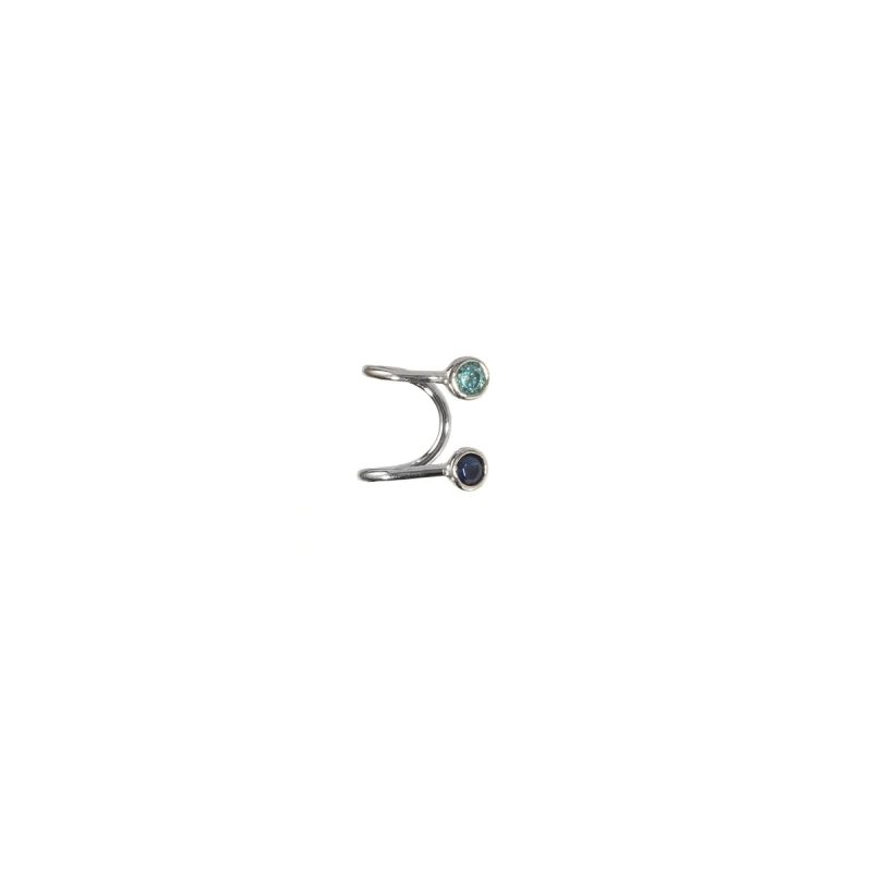 PIERCING ORELHA MOLA COM ZIRCÔNIA COLORS AZUL EM PRATA 925 COM RÓDIO