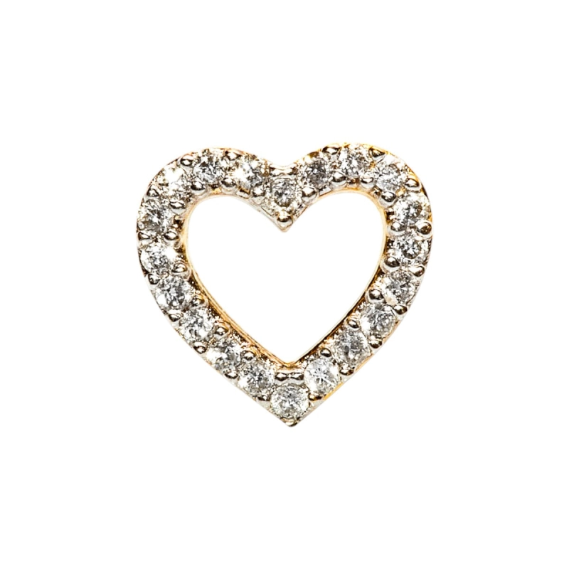 PIERCING CORAÇÃO EM OURO 18K COM DIAMANTES 0,06CT