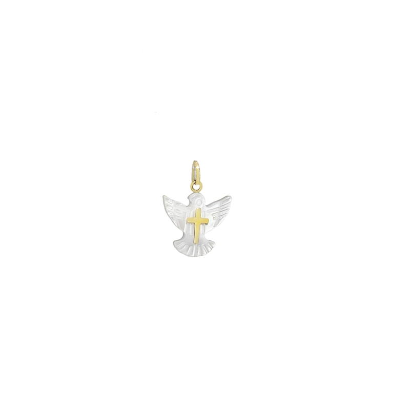 PINGENTE ALENTO ESPÍRITO SANTO E FIO DE SEDA OURO 18K