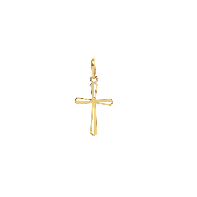 PINGENTE CRUZ MINI VAZADA E LISA OURO 18K