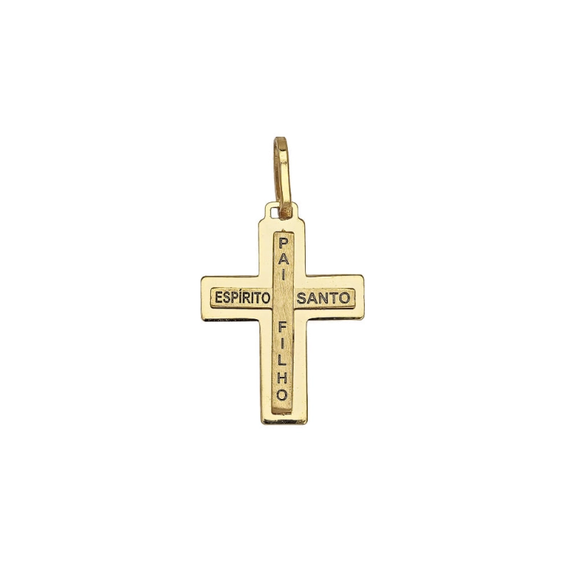 PINGENTE CRUZ PAI/FILHO/ESPÍRITO SANTO EM OURO 18K