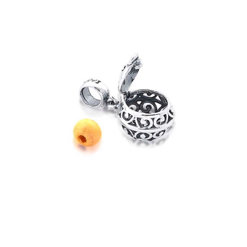 Pingente Frasco de Perfume em Prata com Zircônia e Ródio Branco