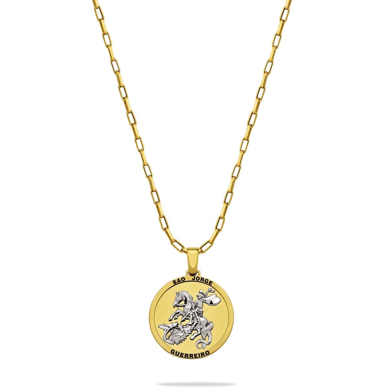 Pingente São Jorge Guerreiro em Ouro 18K