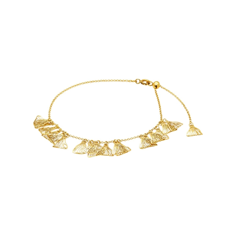 Pulseira Três Fileiras De Pétalas Ouro 18k