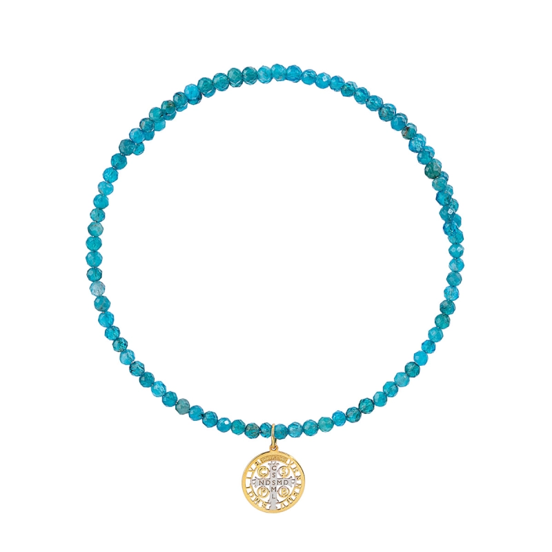 PULSEIRA APATITA PLACA SÃO BENTO OURO 18K