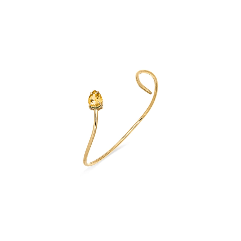 PULSEIRA BRACELETE COBRA EM OURO 18K COM CITRINO 17CM