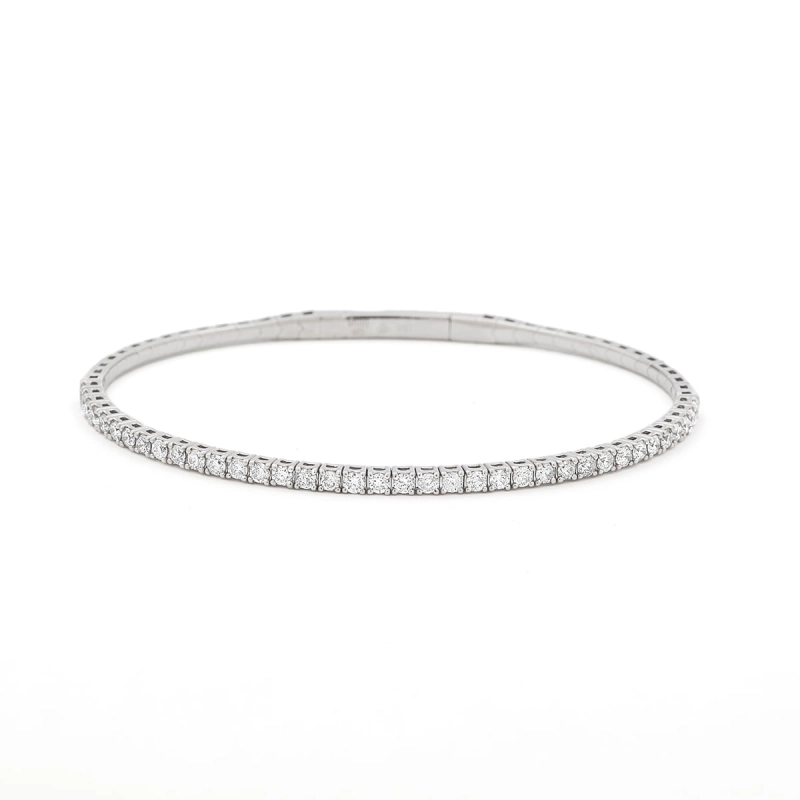 PULSEIRA BRACELETE DUETO MEIA RIVIERA EM OURO BRANCO 18K