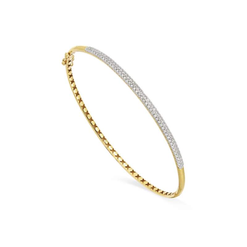 PULSEIRA BRACELETE FIO PAVÊ EM OURO 18K COM DIAMANTES 18CM