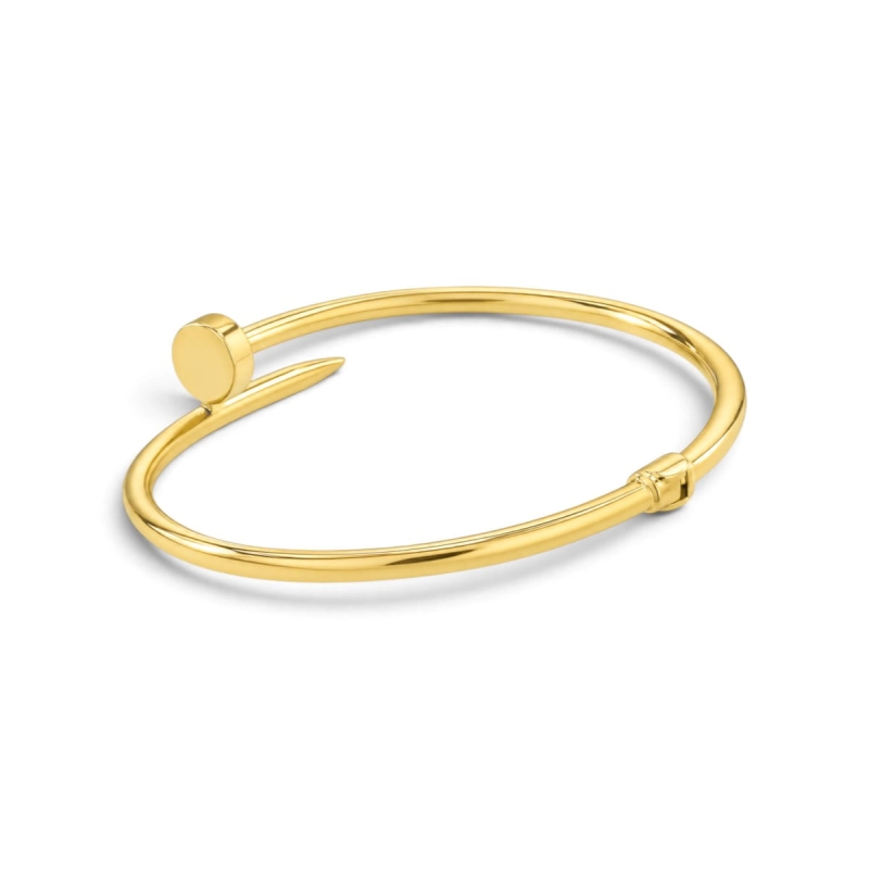 Pulseira Bracelete Prego Polido Em Ouro 18k