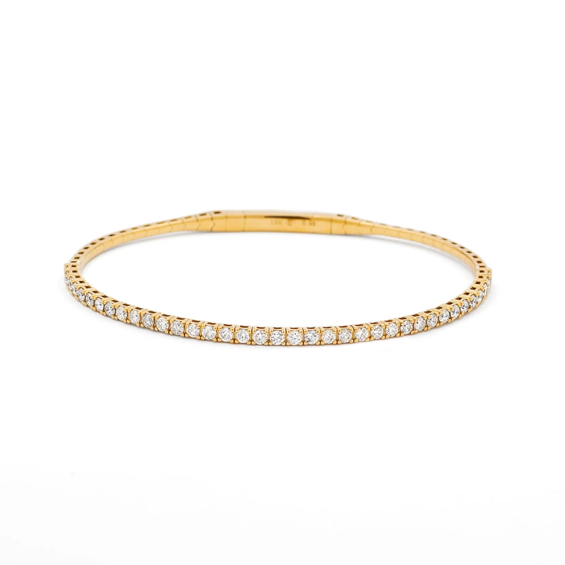 PULSEIRA BRACELETE RIVIERA EM OURO 18K COM DIAMANTES 0,98CT