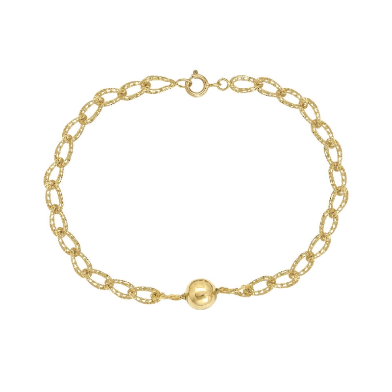 PULSEIRA CORRENTE COM BOLA EM OURO 18K 21CM