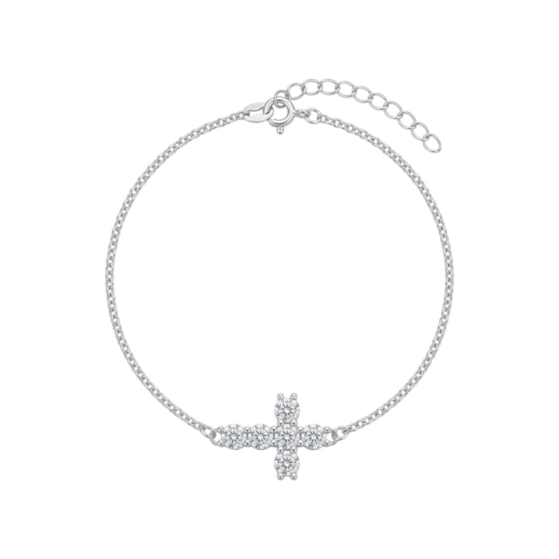 Pulseira Eterna Cruz Moissanite Prata 925