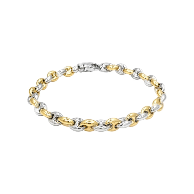 Pulseira Elos Boleados Prata 925 Com Banho 18k