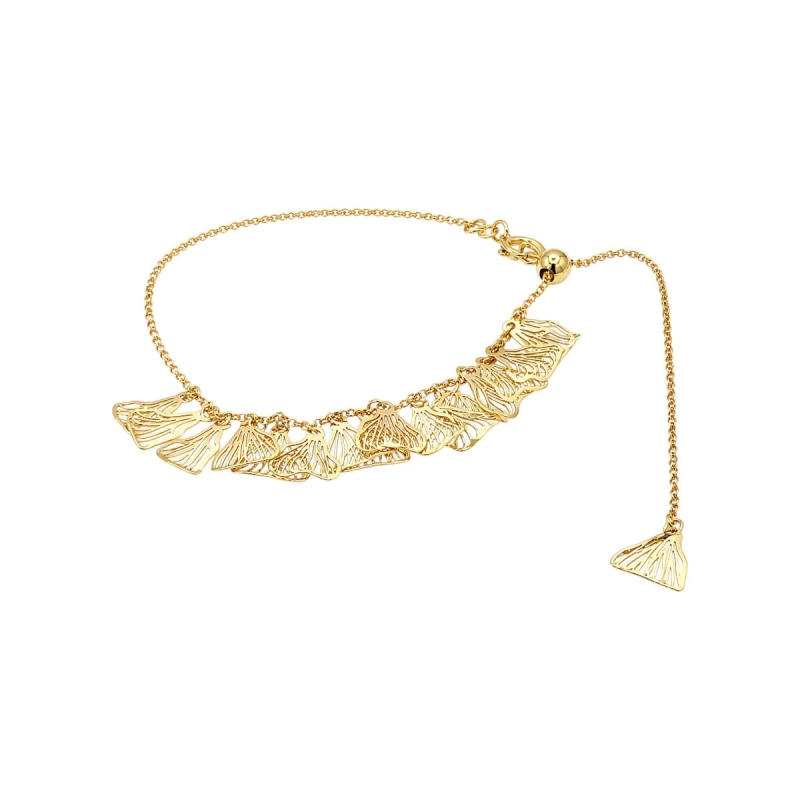 Pulseira Fileira De Pétalas Ouro 18k