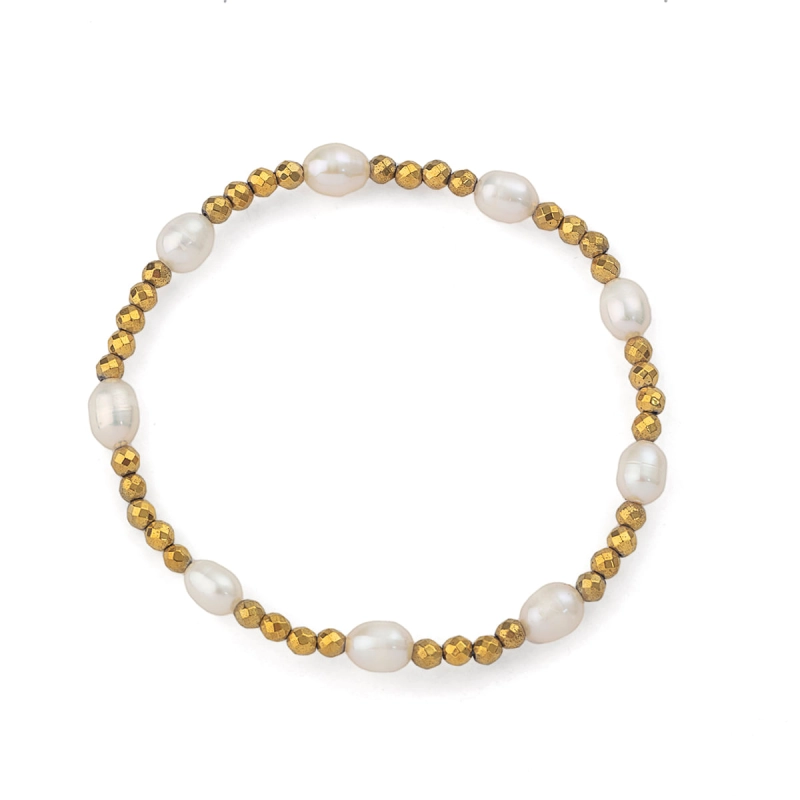 Pulseira Hematita Com Pérolas