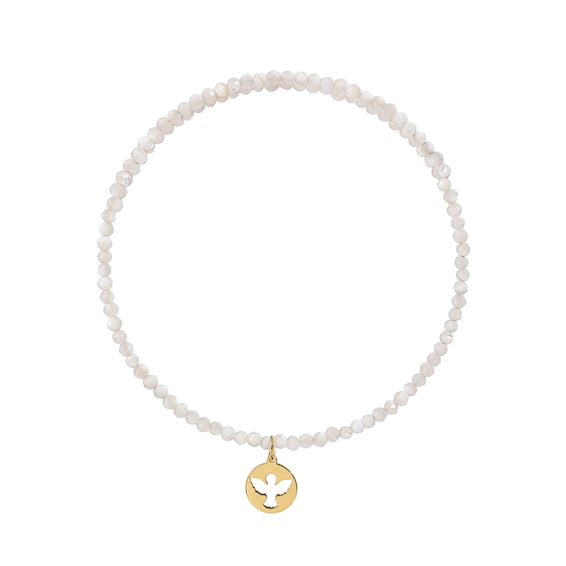 PULSEIRA MADREPÉROLA PLACA ESPÍRITO SANTO OURO 18K