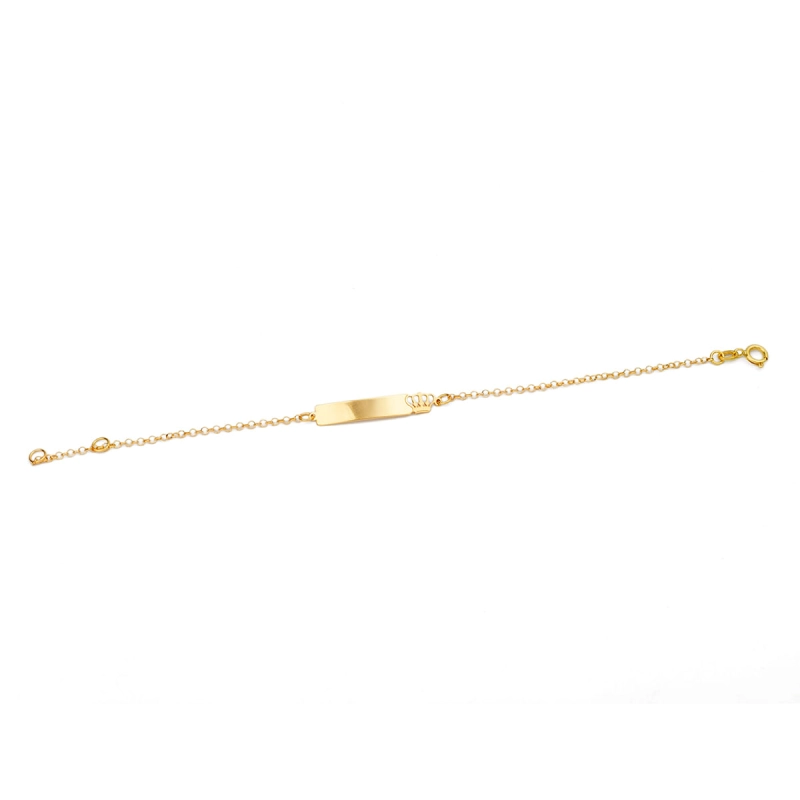PULSEIRA PLACA COM COROA OURO 18K