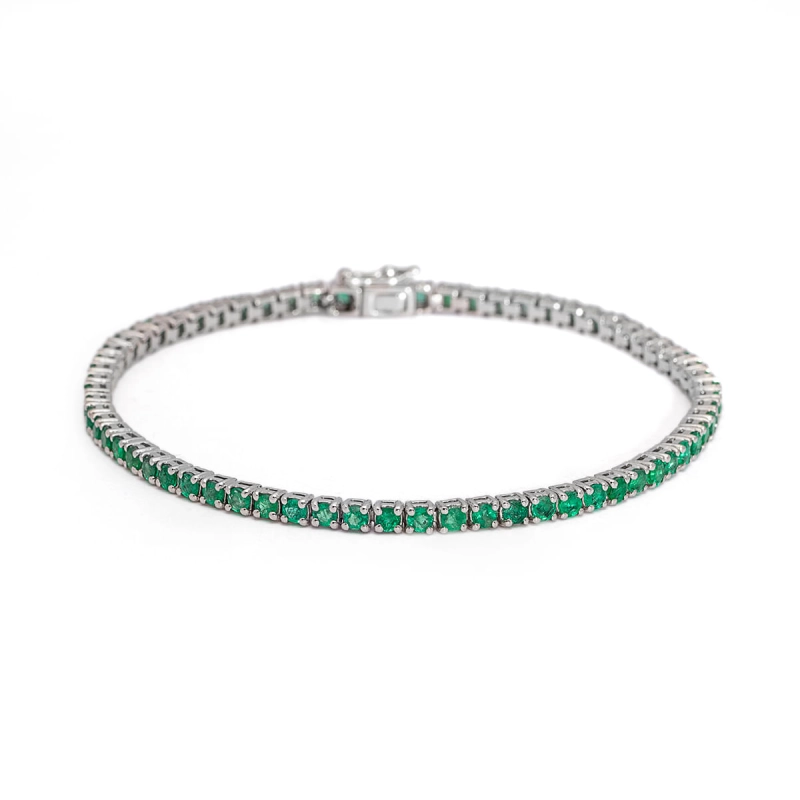 PULSEIRA RIVIERA ESMERALDA OURO BRANCO 18K