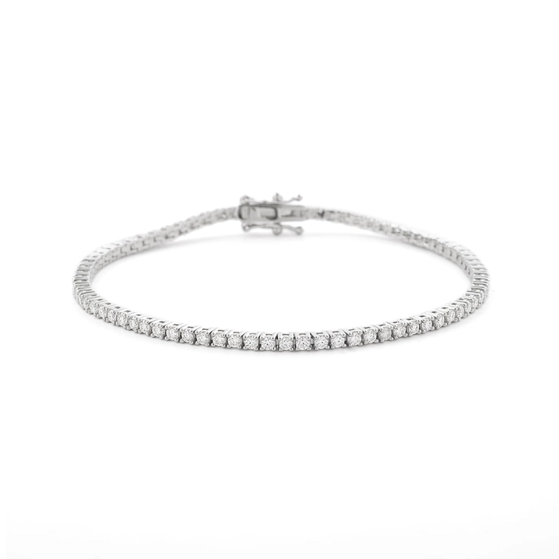 Pulseira Riviera Prata 925 Com Ródio e Moissanite 0,1ct