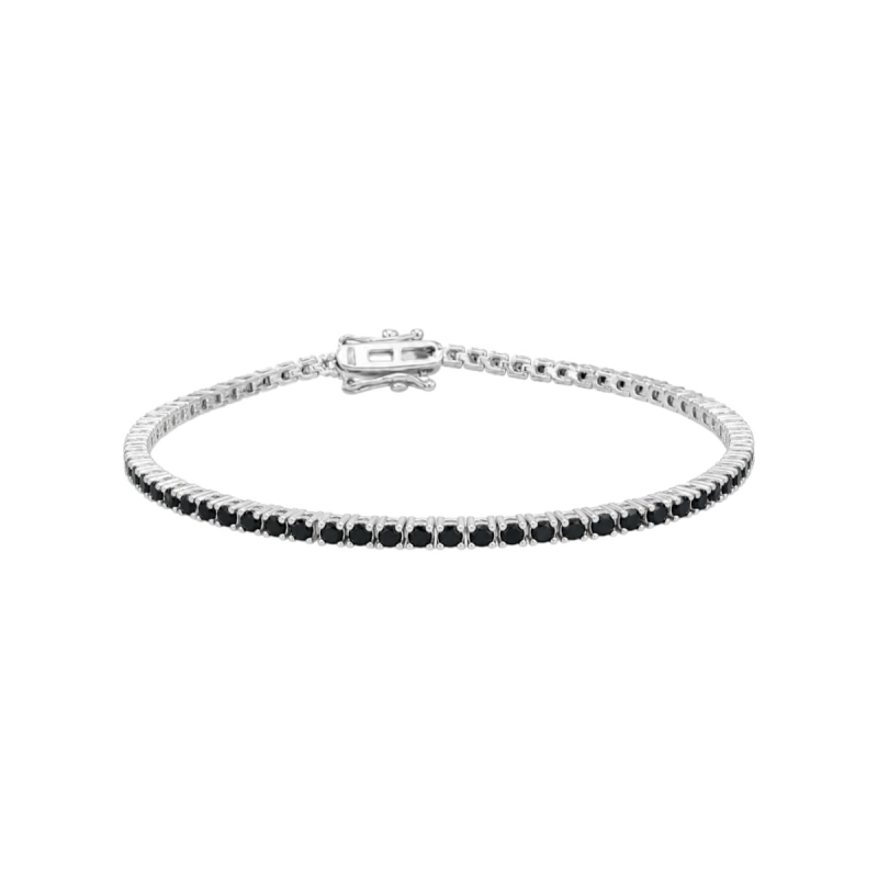 Pulseira Riviera Zircônias Negras Prata 925 18cm