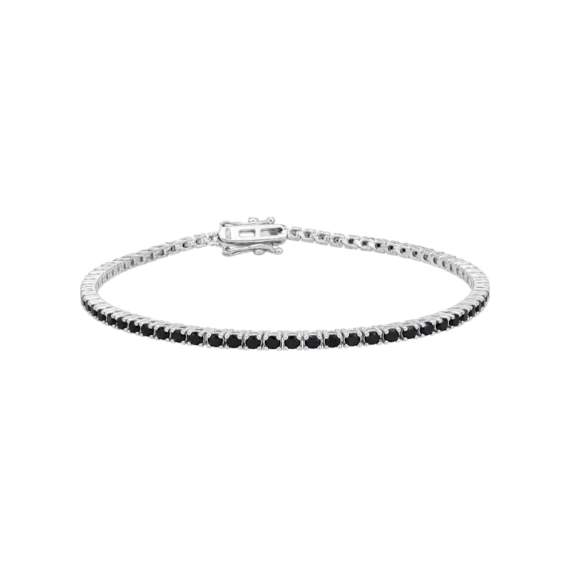 Pulseira Riviera Zircônias Negras Prata 925 19cm