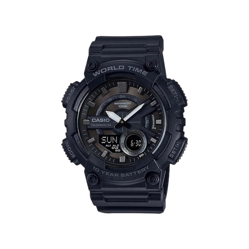 RELÓGIO CASIO ANADIGI WORLD TIME MASCULINO AEQ-110W-1BVDF-SC
