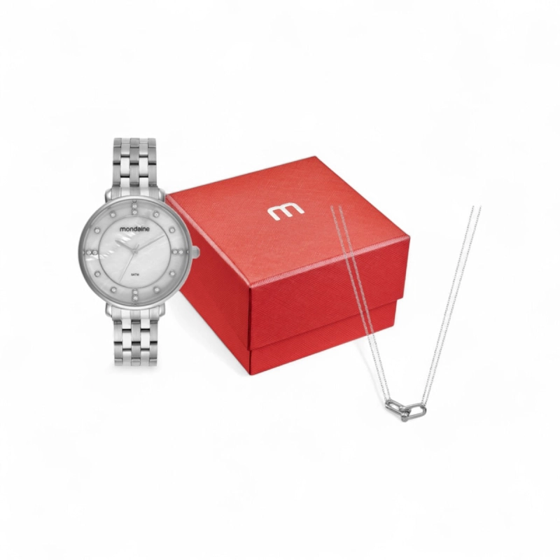 RELÓGIO KIT MONDAINE MADREPÉROLA FEMININO 32834L0MKNE2K1